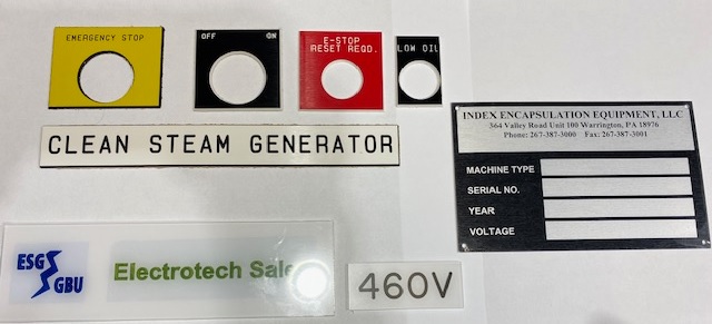 Control panel engraved tags